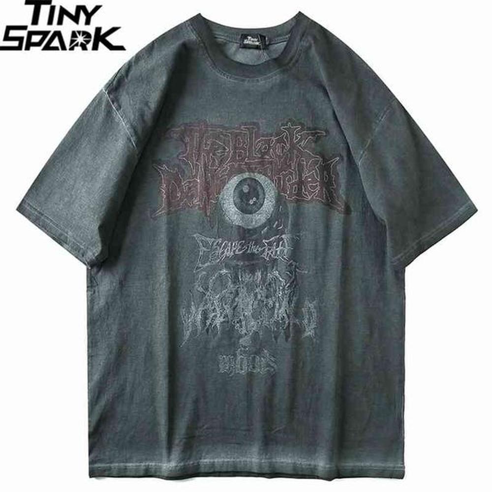 Men T Shirt Hip Hop Dark Streetwear Tshirt Evil Eye Print Harajuku Summer Short Sleeve T-Shirt Cotton Tops Tees Oversize 210324