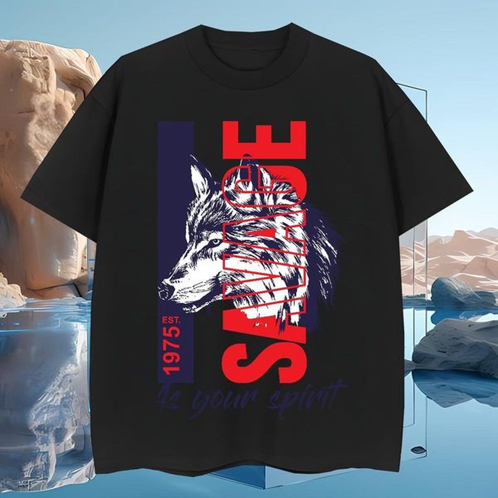 Men T Shirts 100% Cotton 230g wolf Daily Outfit Breathable Short Sleeve DIY Logo Oversized Men Tshirts 2024 DIY Brand Tops