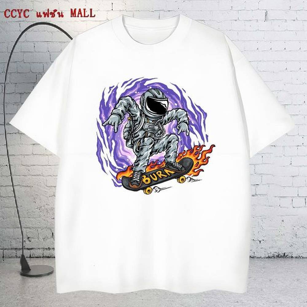 2024 Men Tees 230g 100% Cotton Sports Casual cosmonaut Short Sleeve O-Neck T Shirt For Man High Quality Oversized 3XL 4XL Tee Shirt