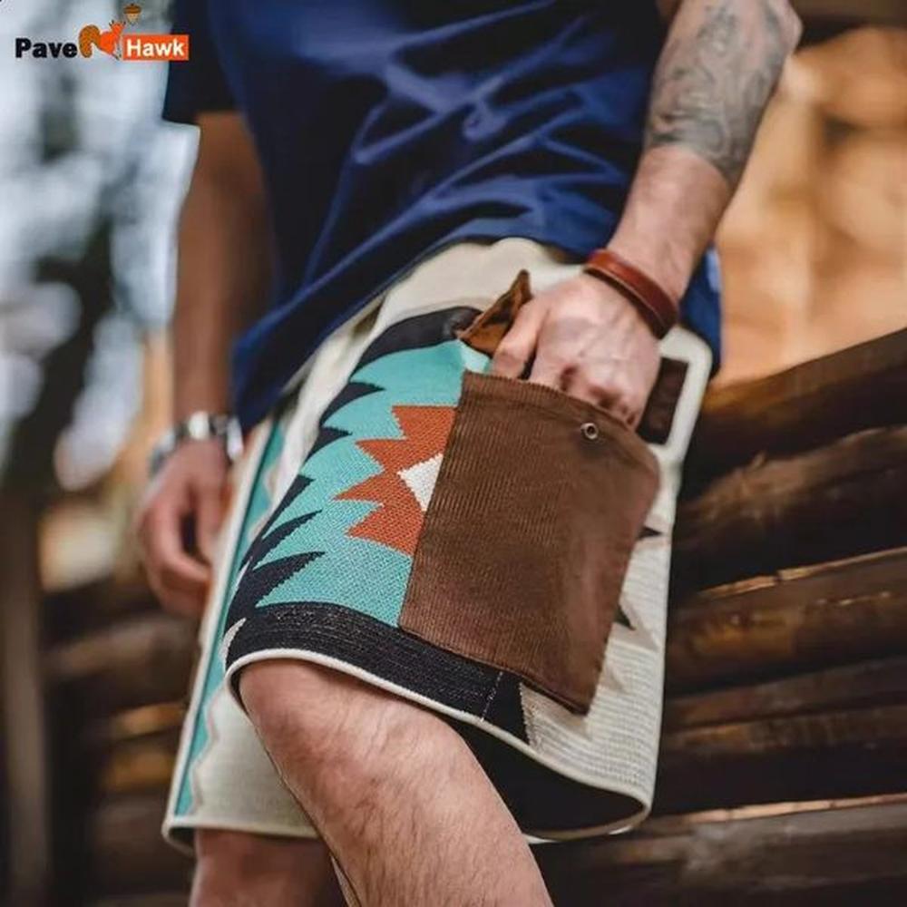 Mens American Vintage Shorts Casual Knitted Cashmere Hawaii Beach Sport Running Hip Hop Street Color Block Short Pant 240830