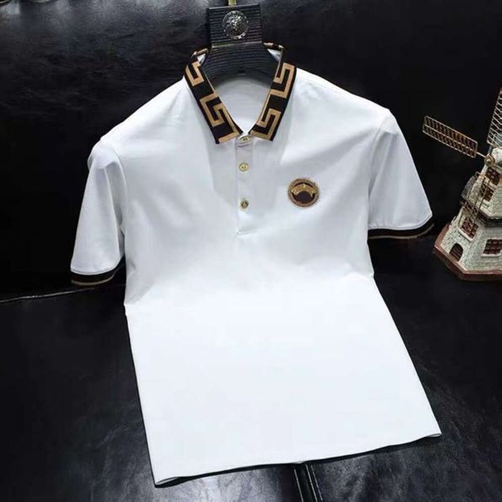 2024 Mens and womens designer polo shirt double letter watercolor print casual high-quality fashion mens wild top blue 1123ess