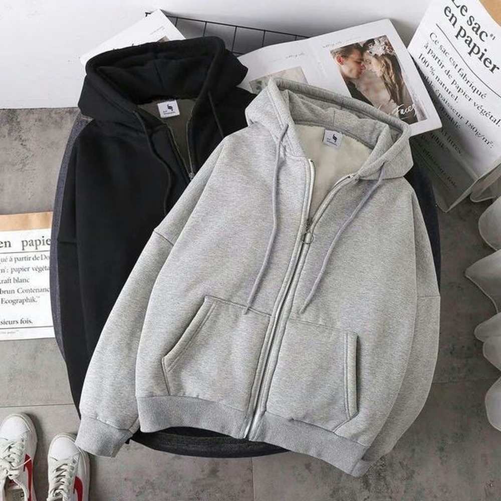 Men's and Women's Hoodies Casual Men's Pullover Hoodie with Zipper Closure - Comfortable Open Front Top Black Gray Unisex M-5