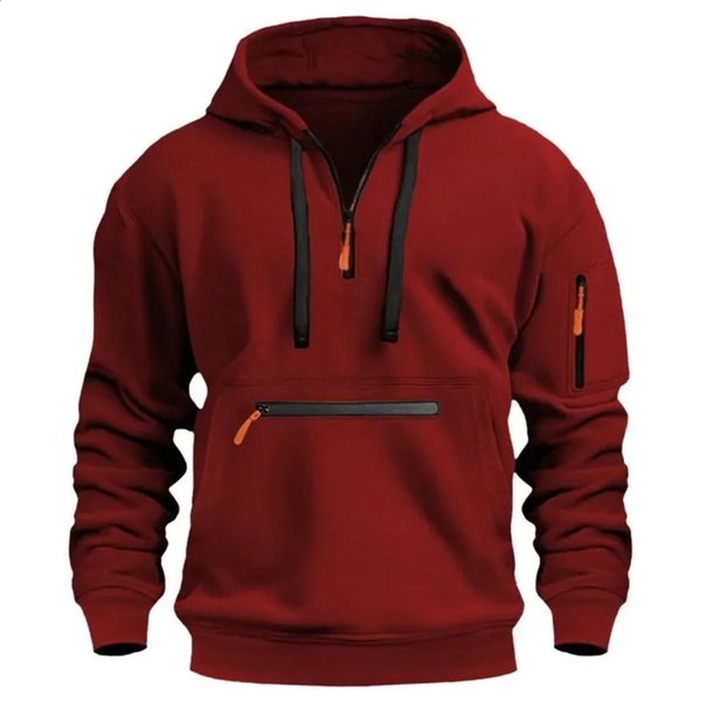 Mens autumn and winter pocket zipper hoodie fashion casual everyday with outdoor sports warm drawstring longsleeved Tops 250113