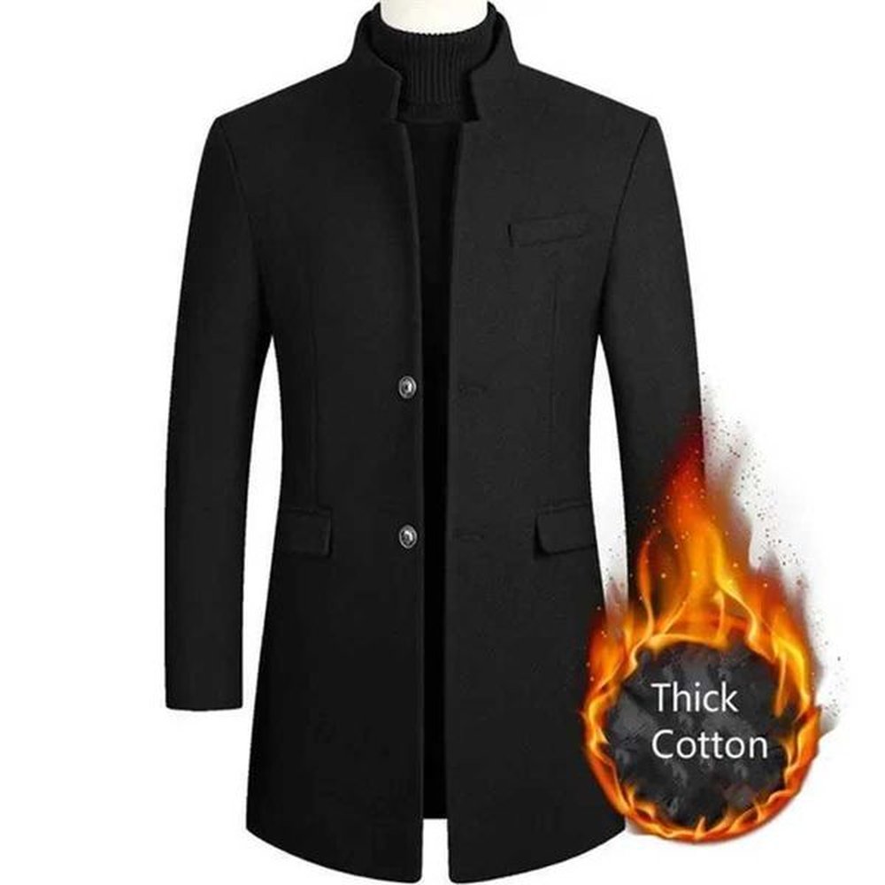 Mens Autumn Winter Long Woolen Coats Mens Business Office Casual Slim Solid Wool Windbreaker Thicken Warm Trench JacketXJ241212
