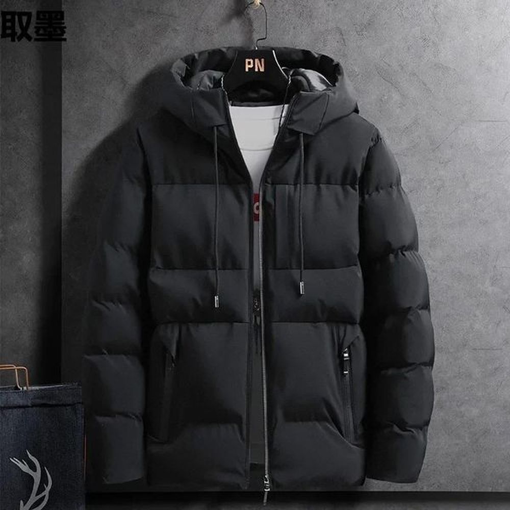 Mens Autumn Winter LooseFit Trendy Cropped Cotton Coat Jacket Thickened Hooded Padded Casual Style Parkas 241225