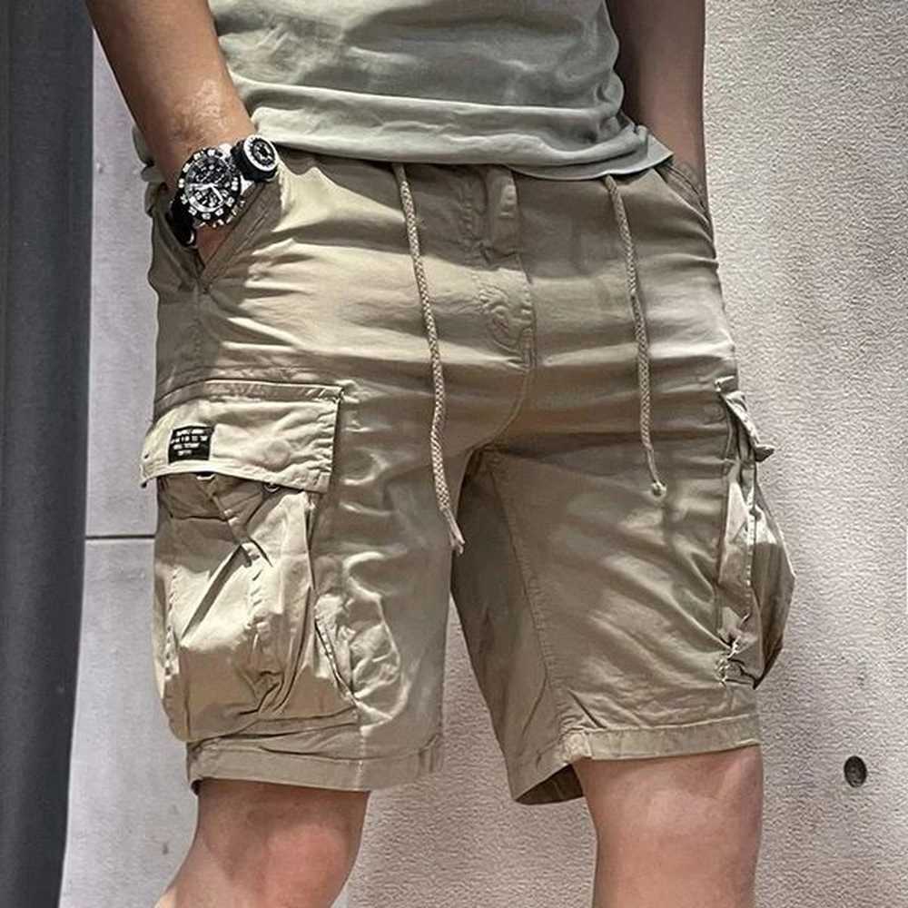 Mens Bermuda Short Pants Half with Zipper Mens Cargo Shorts Draw String Strech in er Comfortable Harajuku Loose Wide 250117