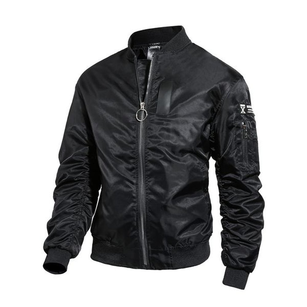 Mens Bomber Jacket, Casual Stand Collar Windbreaker Coat B3