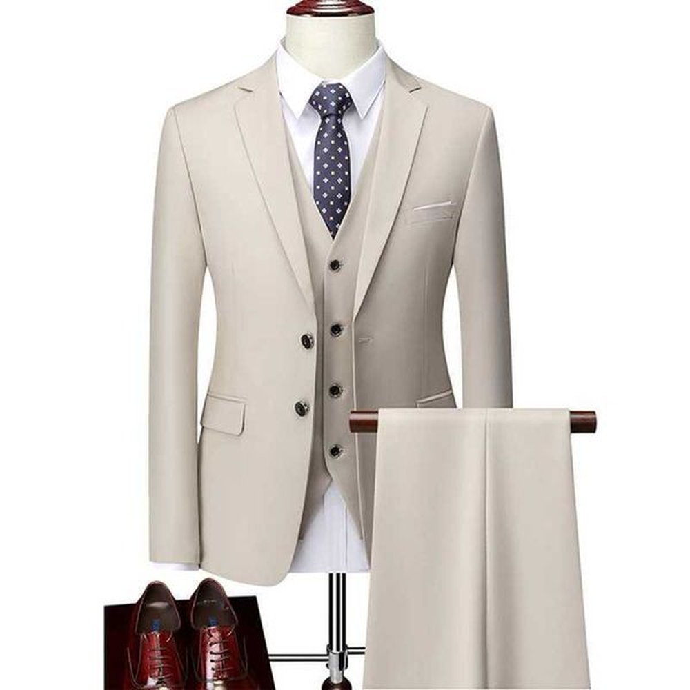 Mens boutique set grooms wedding dress set solid color formal clothing set business set 3P set jacket+pants+vest set S-5XL size W240927