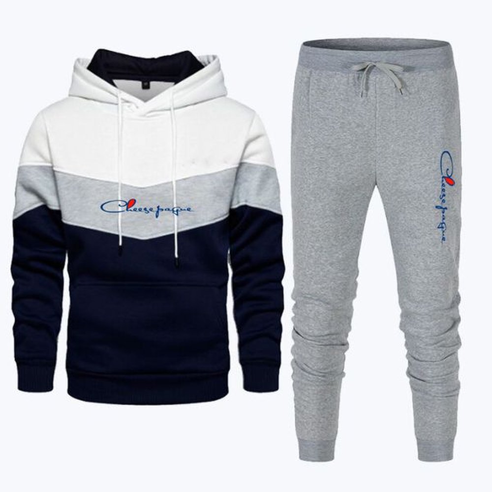Men's Brand Tracksuits Sports Green Hoodies and Pants Sets Fitness Running Suits 2 Piece Sweatshirts Spring Autumn Fleece Printed Cloth