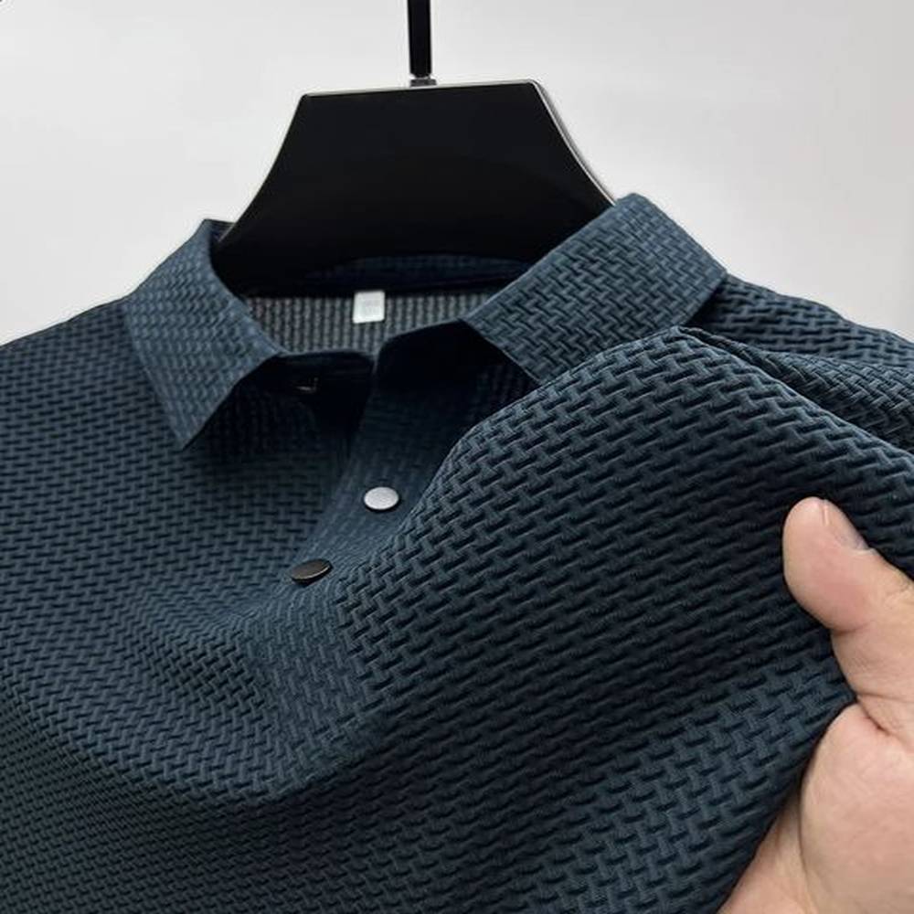 Men's Breathable Hollow Short-Sleeved Polo Shirt | Ice Silk Summer T-Shirt B4