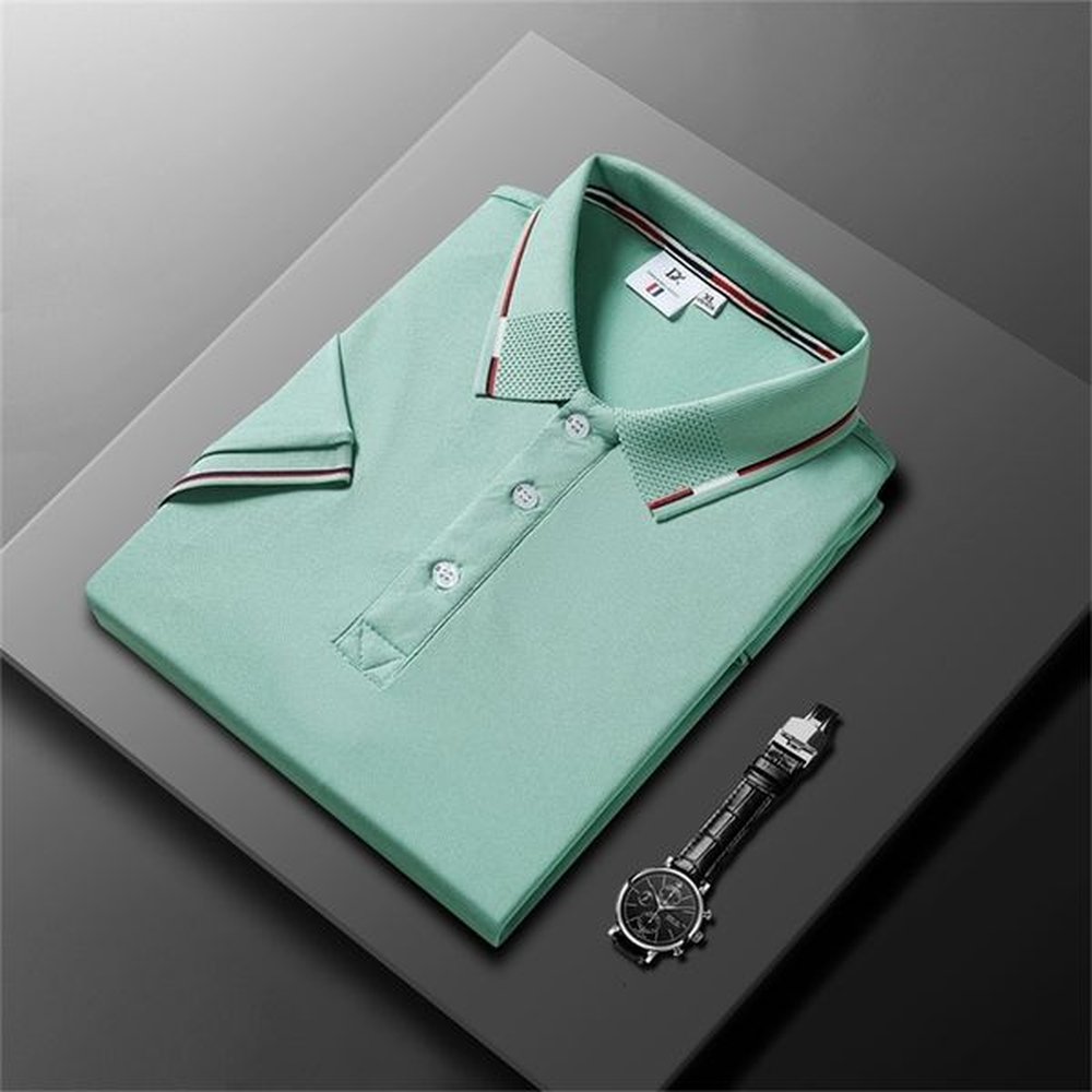 Mens Business Casual Polo Short Sleeve T-shirt Summer Comfortable and Breathable Solid Cotton Top 240829