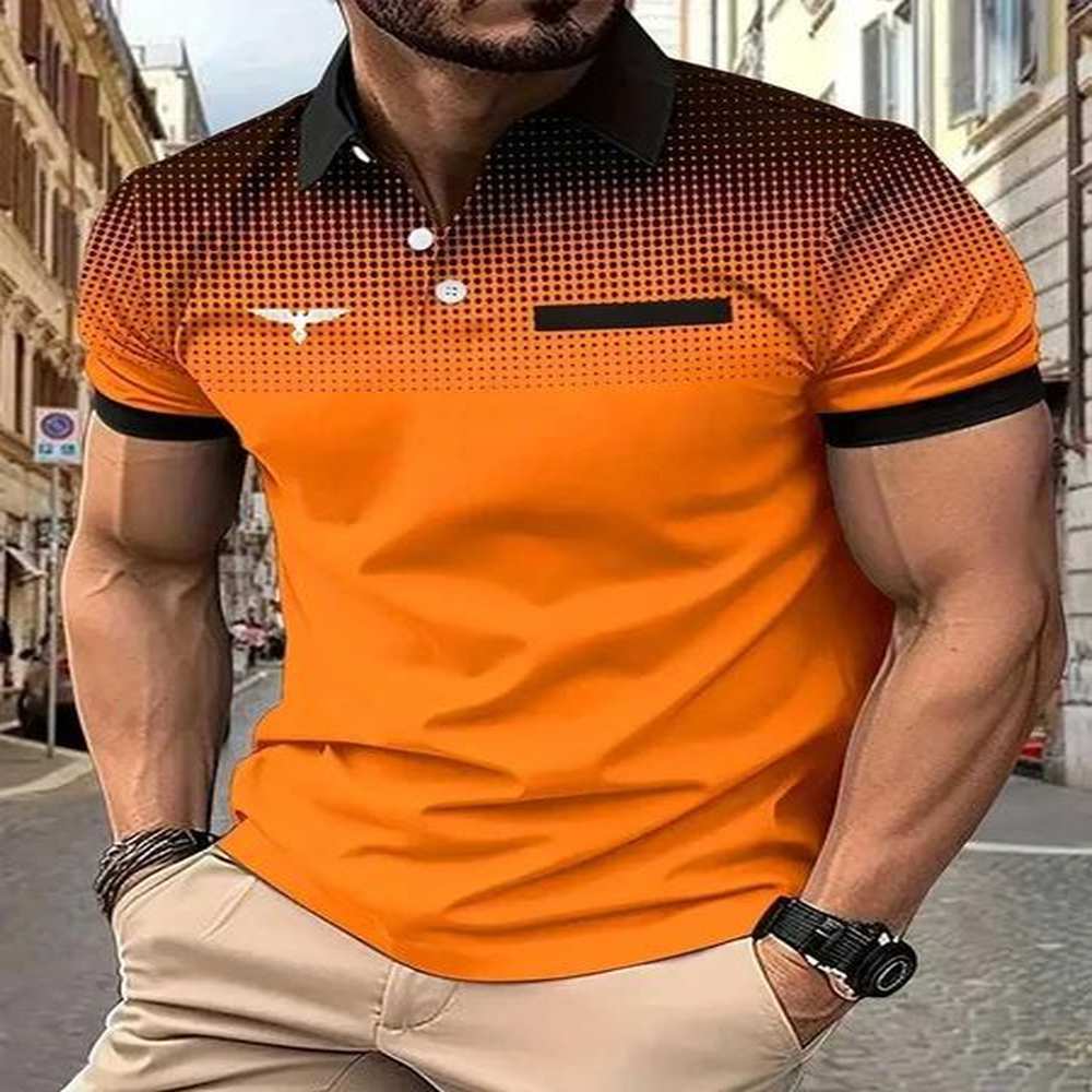 Mens Button Up Polos Golf Shirt Casual Holiday Lapel Short Sleeve Fashion Basic Color Block Summer Regular Fit Button Up PolosXJ250108