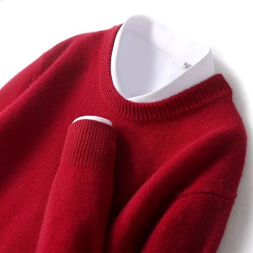Mens Cashmere Sweater Oneck Knitted Jumper Long-Sleeved Zipper Soft Warm Wool Fashionable Plus Size