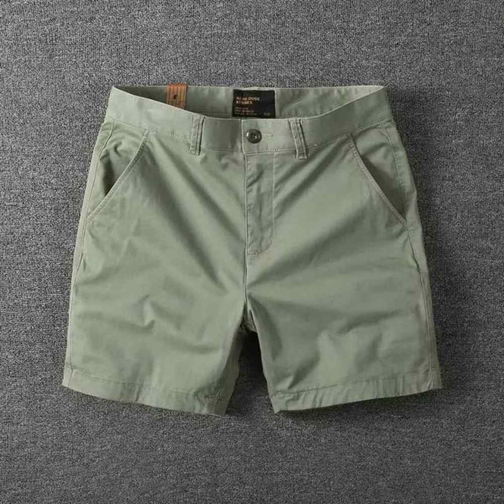Mens casual cotton shorts summer solid color slim fit loose fit one-third long pants workwear W241228