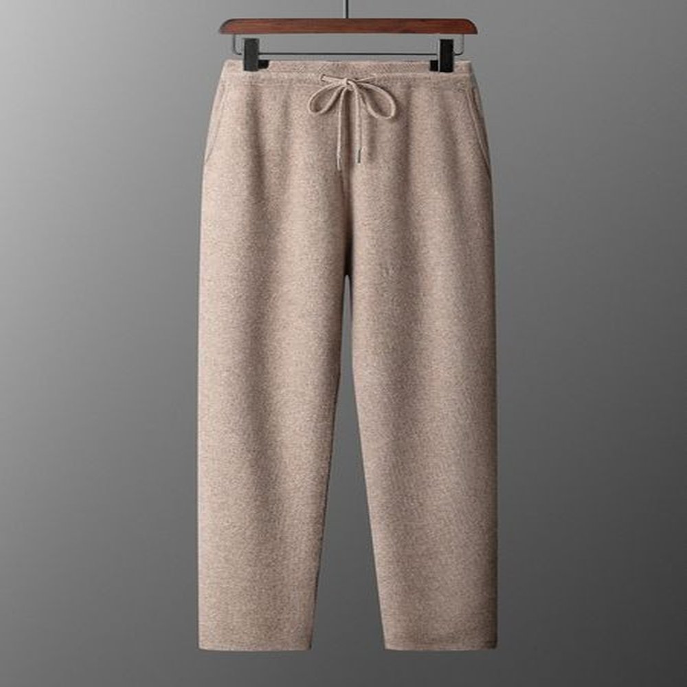 Men's casual sports pants high waist warm wool trousers