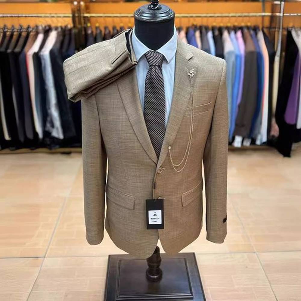 3672 Men's Classic Interview Suit - Premium Wool Blend with Detailed Tailoring for Professionals