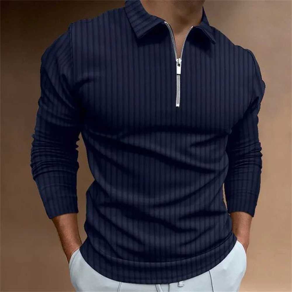 Mens Clothing New Mens Long Sleeve Polo Shirt Zipper T-shirt Cool and Breathable Business Casual Sweat-absorbing Top 2025XJ241225