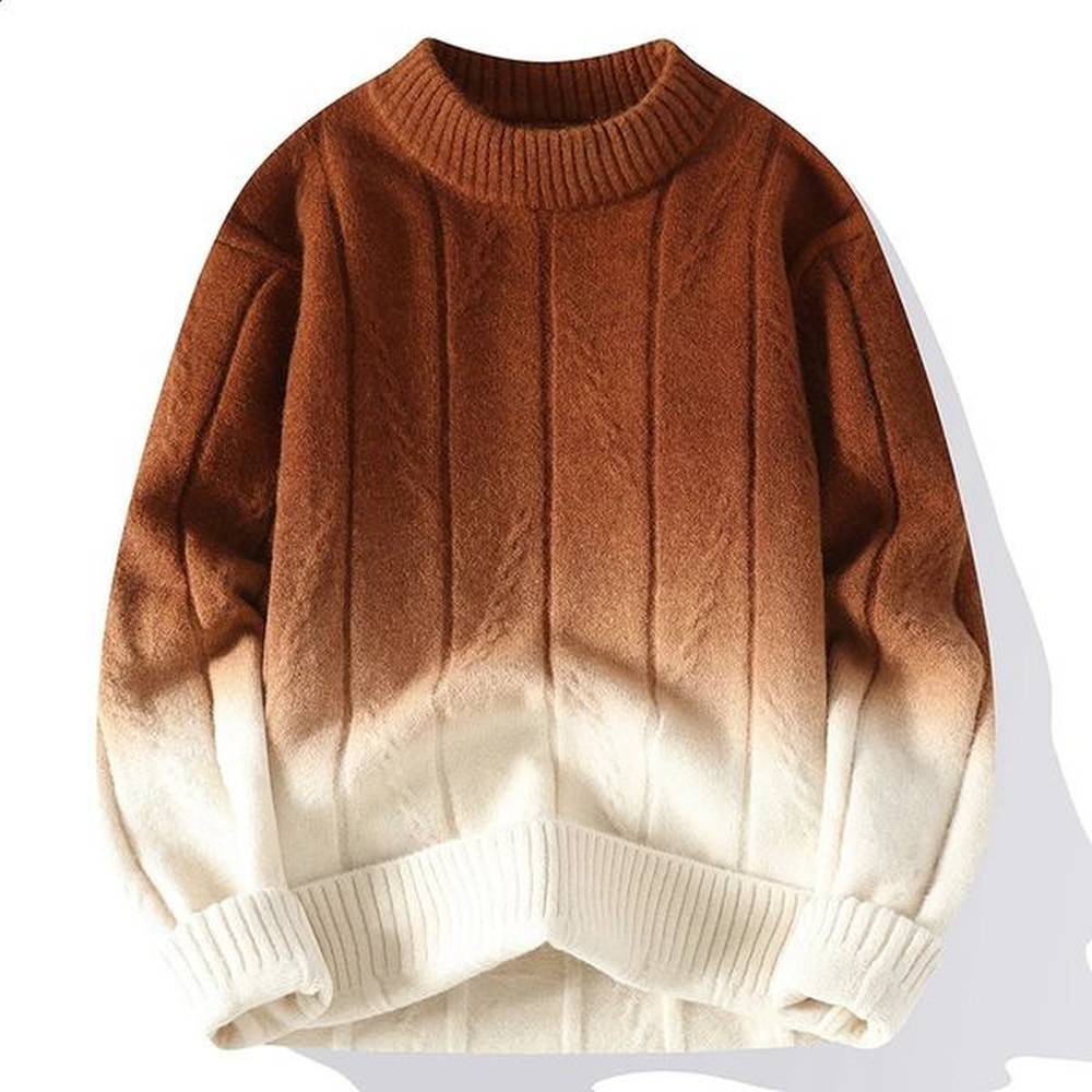 Mens color matching knitted sweaterMens loose round neck long sleeved sweater highquality pullout 4XLM 240910