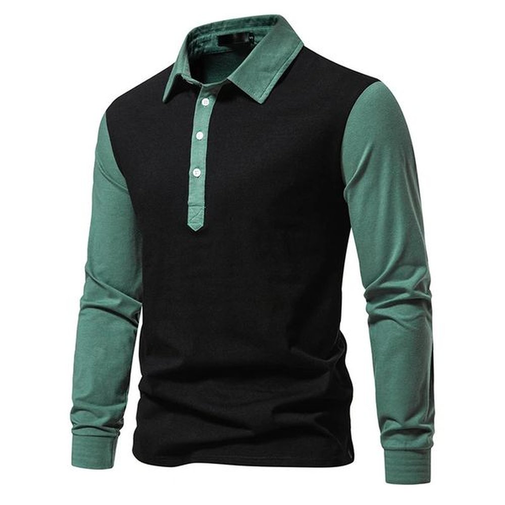 Mens Contrast Polo Shirts Long Sleeves Casual Party Personality Trend Shirt Tops 240807
