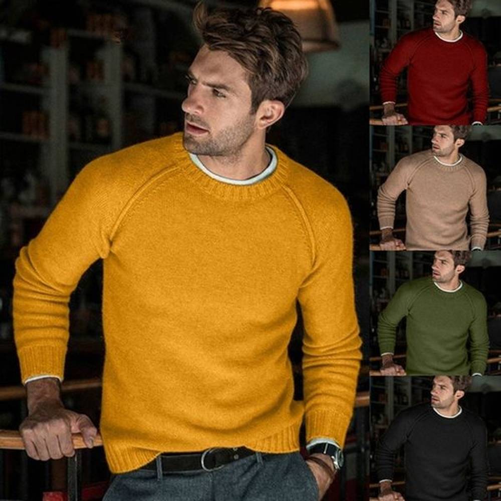 Men's Cotton Blend Casual Pullover Sweater - Warm Knitted Loose Jumper For Autumn Winter, Plus Size B3