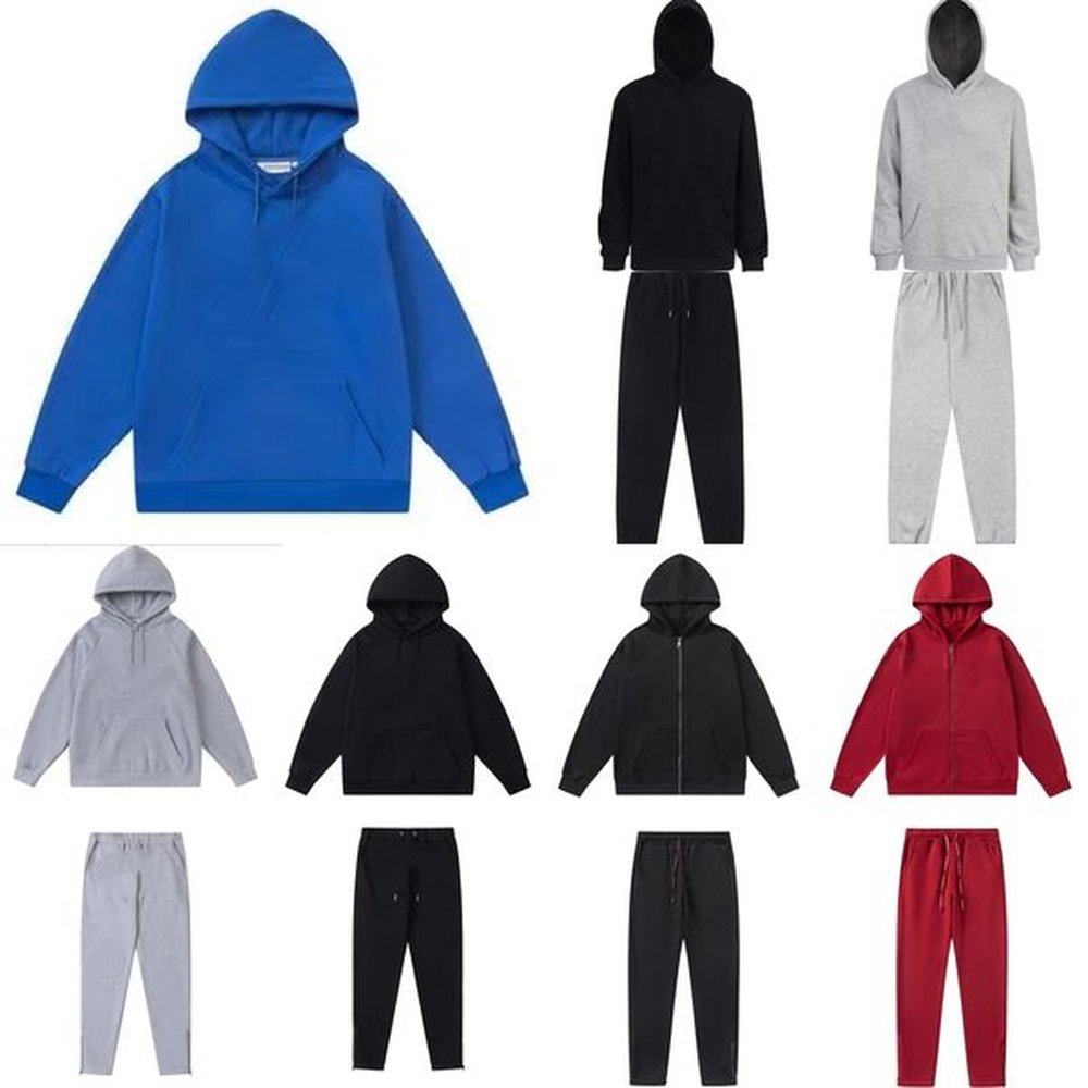 Mens Cotton Blend Letter Print Tracksuit Hoodie Sweatpants Casual Loose Fit 2 Piece Set