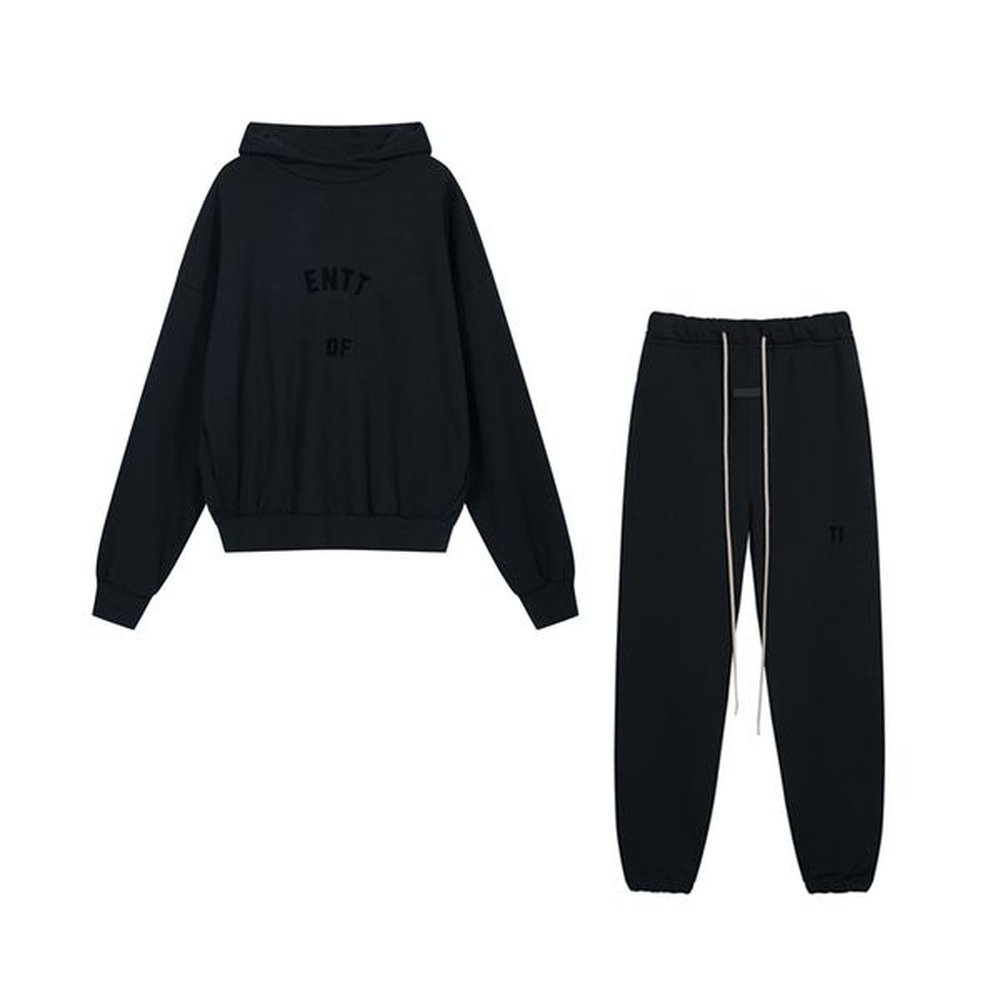 Mens Cozy Fleece Lining Hoodie Hooded Flocked Logo Sweatshirt with Patchwork Knitted Rib Sides & Pants Trousers Unisex Tracksuit Sets Warm O