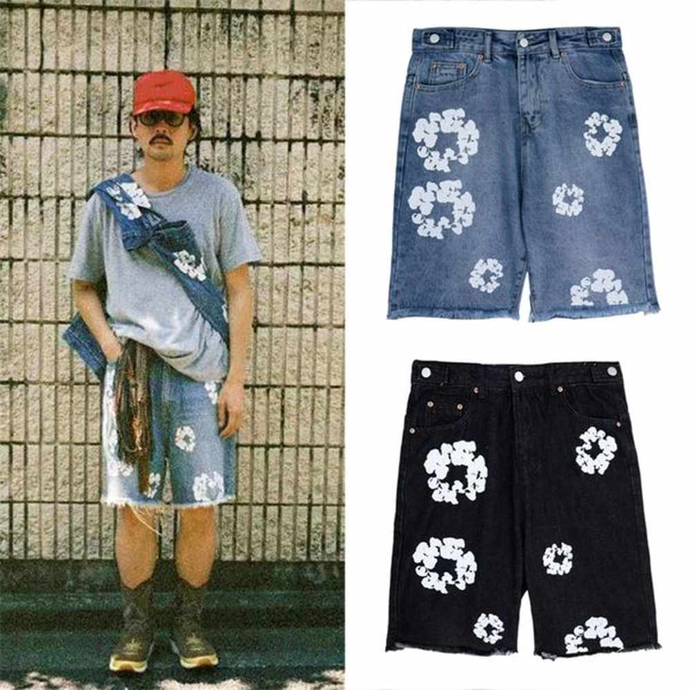 Men's denim shorts Designer short pants classic simple pattern printed kapok wool five-quarter pants high waist slim plus size relaxed