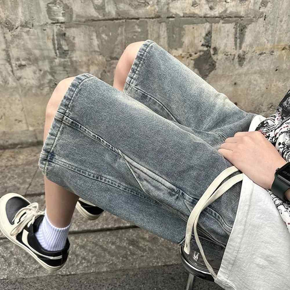 Mens Denim Shorts Distressed Washed Thin Short Jeans Summer Basic Casual Pants Hip Hop Street Short Pants 240830