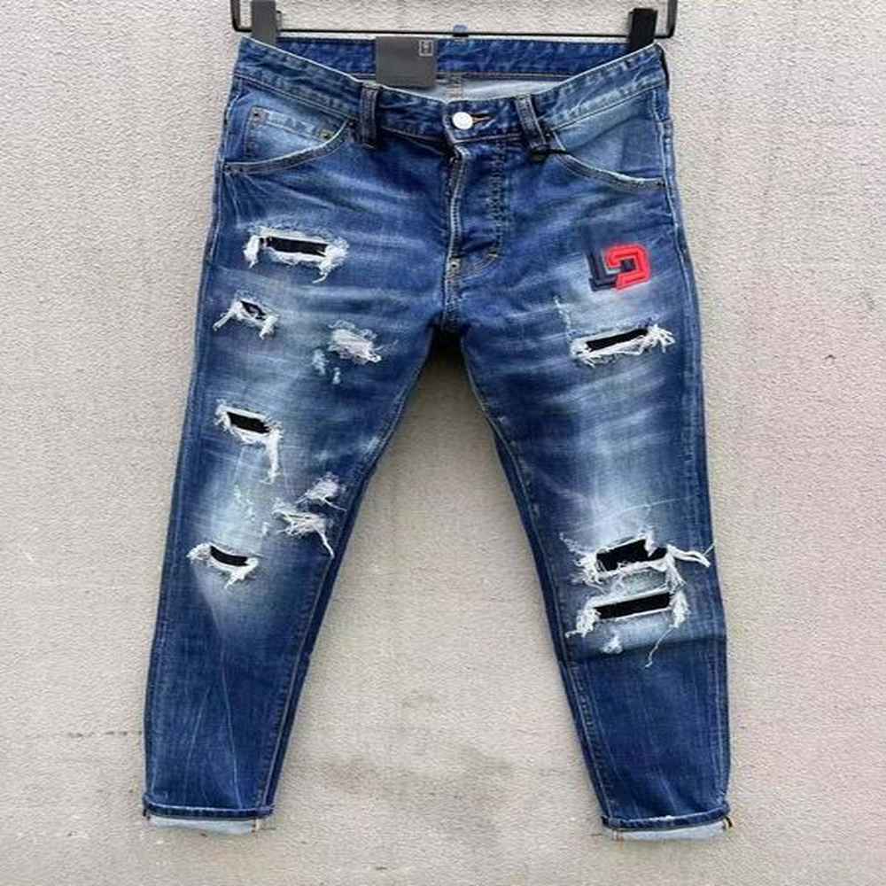 2024 Mens Designer jeans Distressed Motorcycle biker jean Rock Skinny Slim Ripped hole letter Top Quality Brand Hip Hop Denim Pants 23ss
