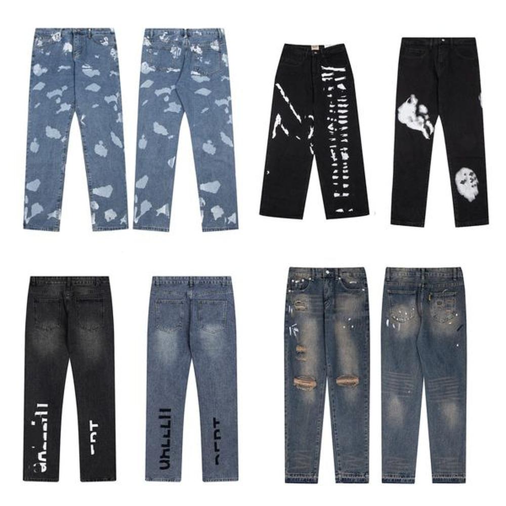 Mens Designer jeans Sports pants Slim Denim Straight Sweatpants Speckled Letter Print pant Women high street Couple Loose Versatile Casual j