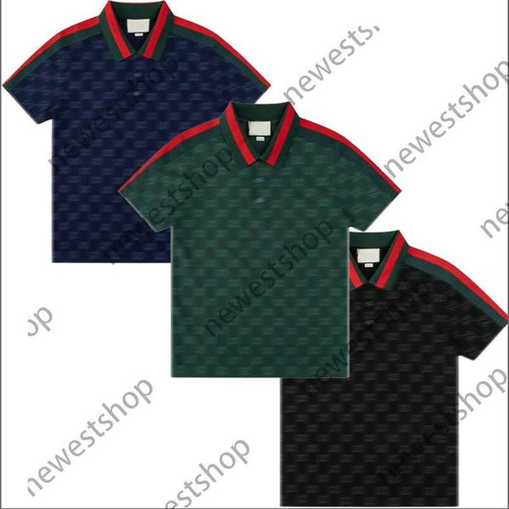 Mens designer Polo Shirts Luxury Men Turn-down Collar Double letter patchwork print polos t shirts Casual Men's Summer T Shirt green bl