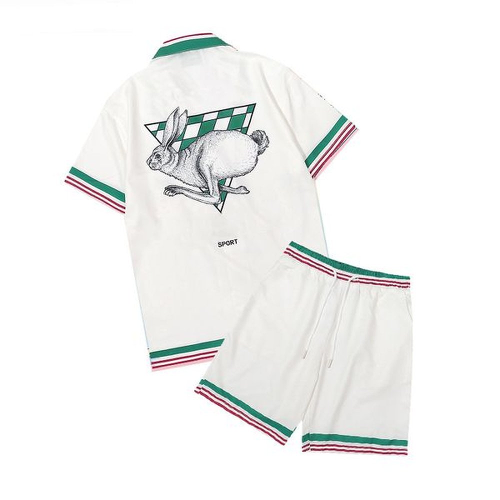 Men's Designer Printed Tee with Matching Shorts - Luxury Summer Casual Outfit Sizes M-3XL