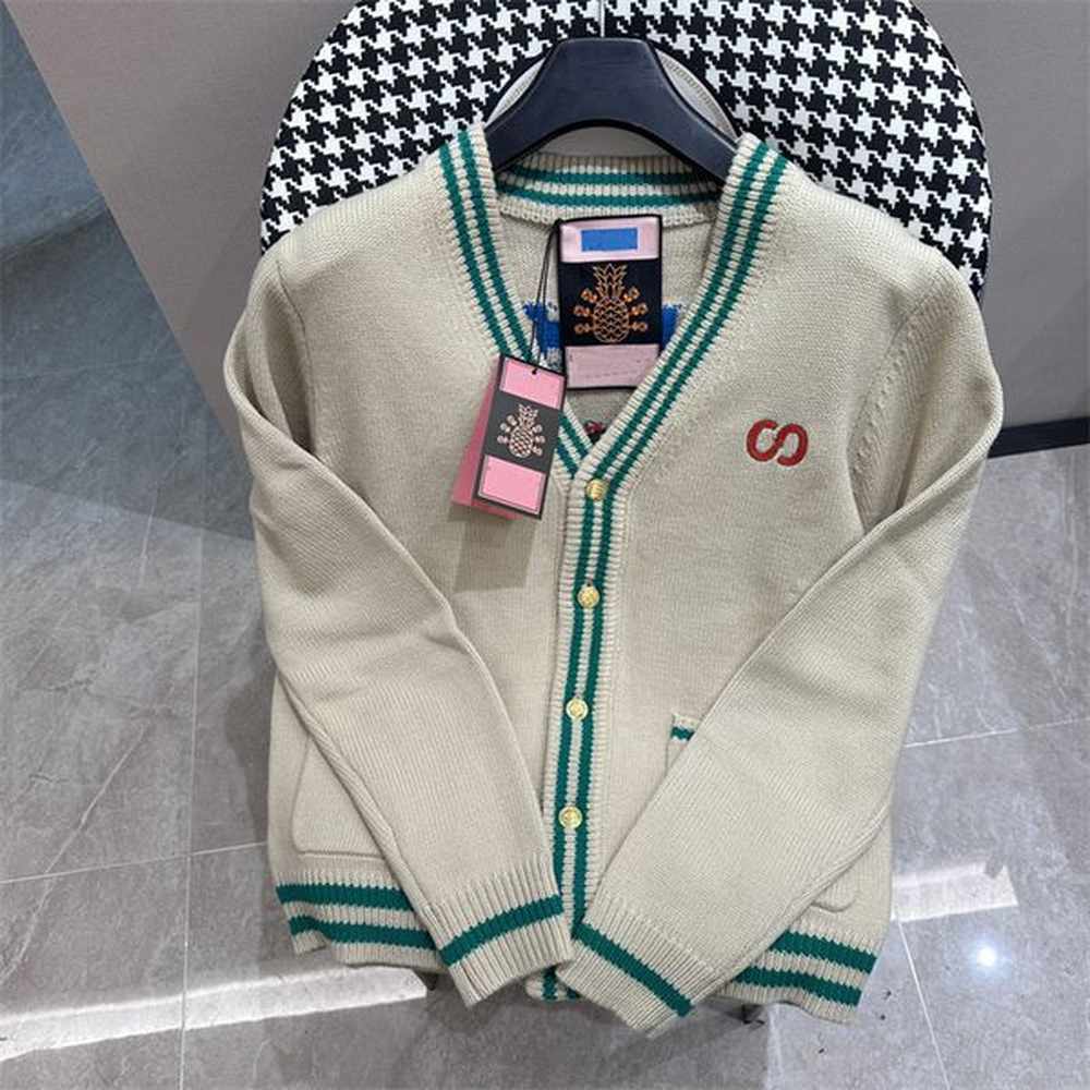 Men's designers Autumn/Winter Sweater Embroidered Cardigan Long sleeve stretch high quality thick button Autumn/Winter sweater Milk whi