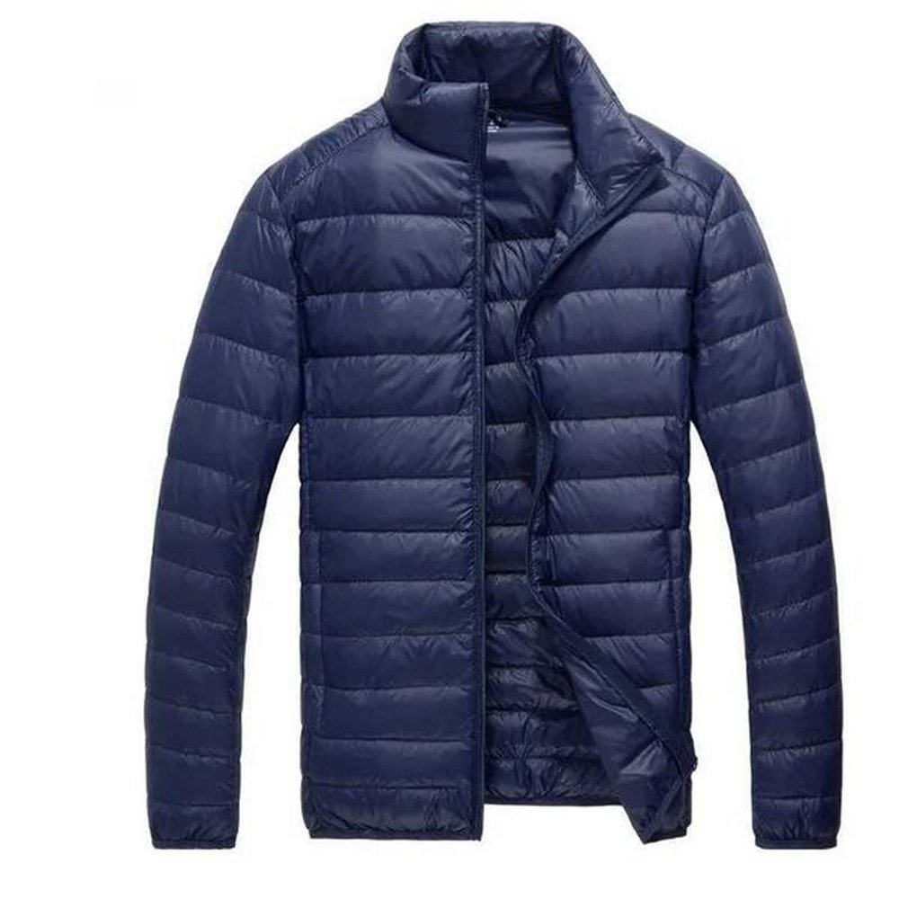 Men's Down Parkas Autumn high-end brand white duck down jacket thin fashion solid color ultra-thin casual stand collar mens down jacket