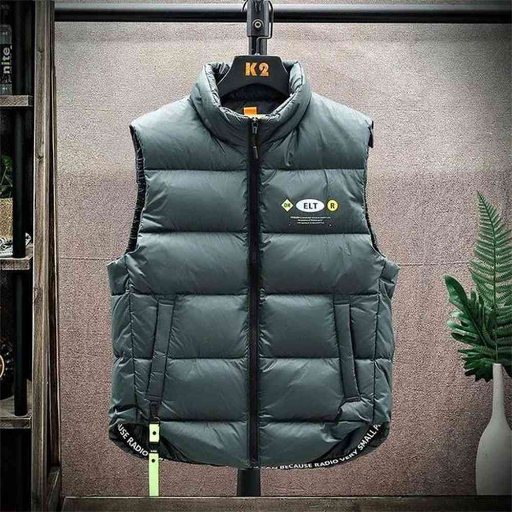 Men's Down Parkas 2024Mens Down Vest Winter Warm White Duck Down Puffy Padded Waistcoat Lightweight Thick Sveless Jacket Outside Men Cl