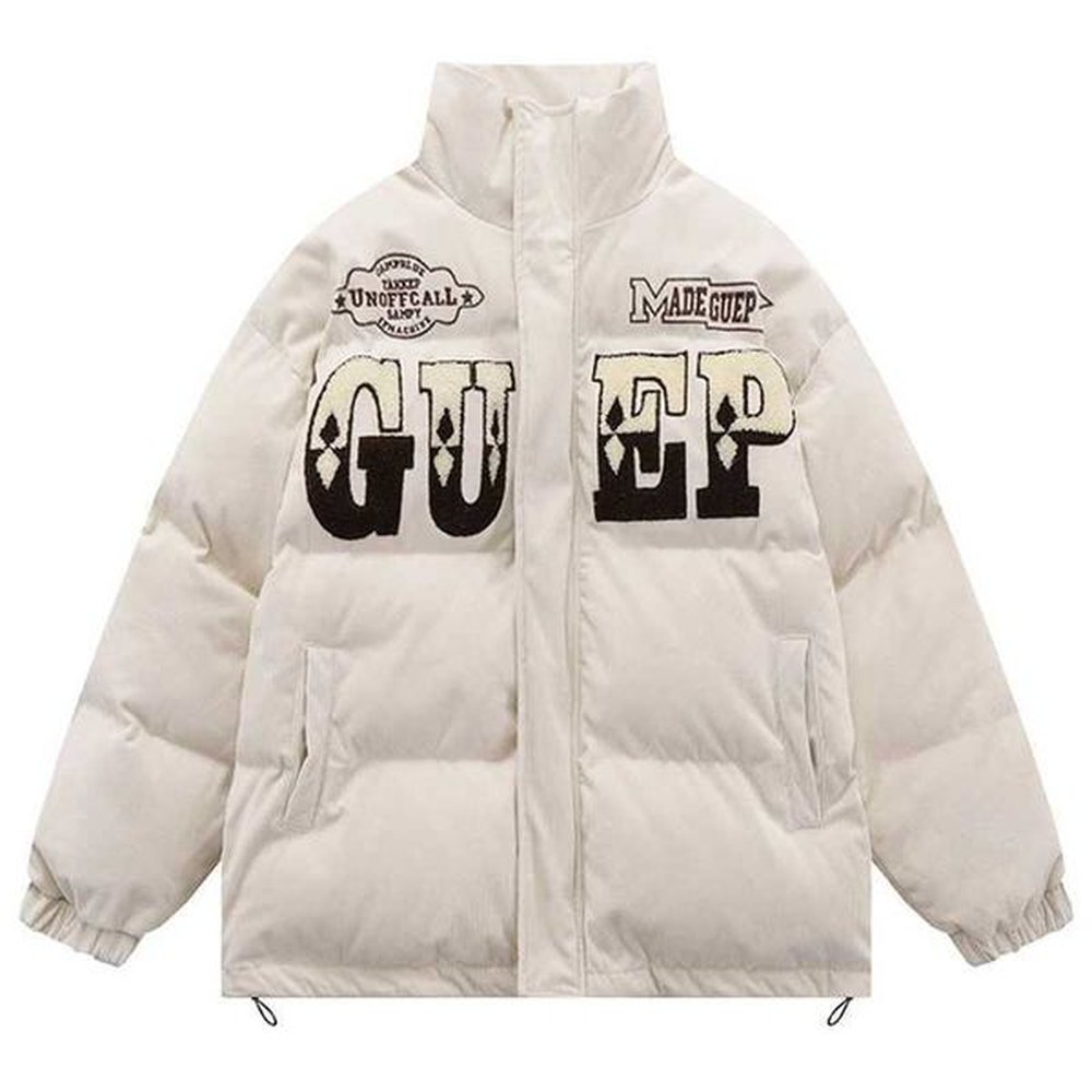Men's Down Parkas Mens winter down cotton Parka Corduroy HipHop thick warm jacket retro letter FlockCoat unisex streetwear Japanese jac