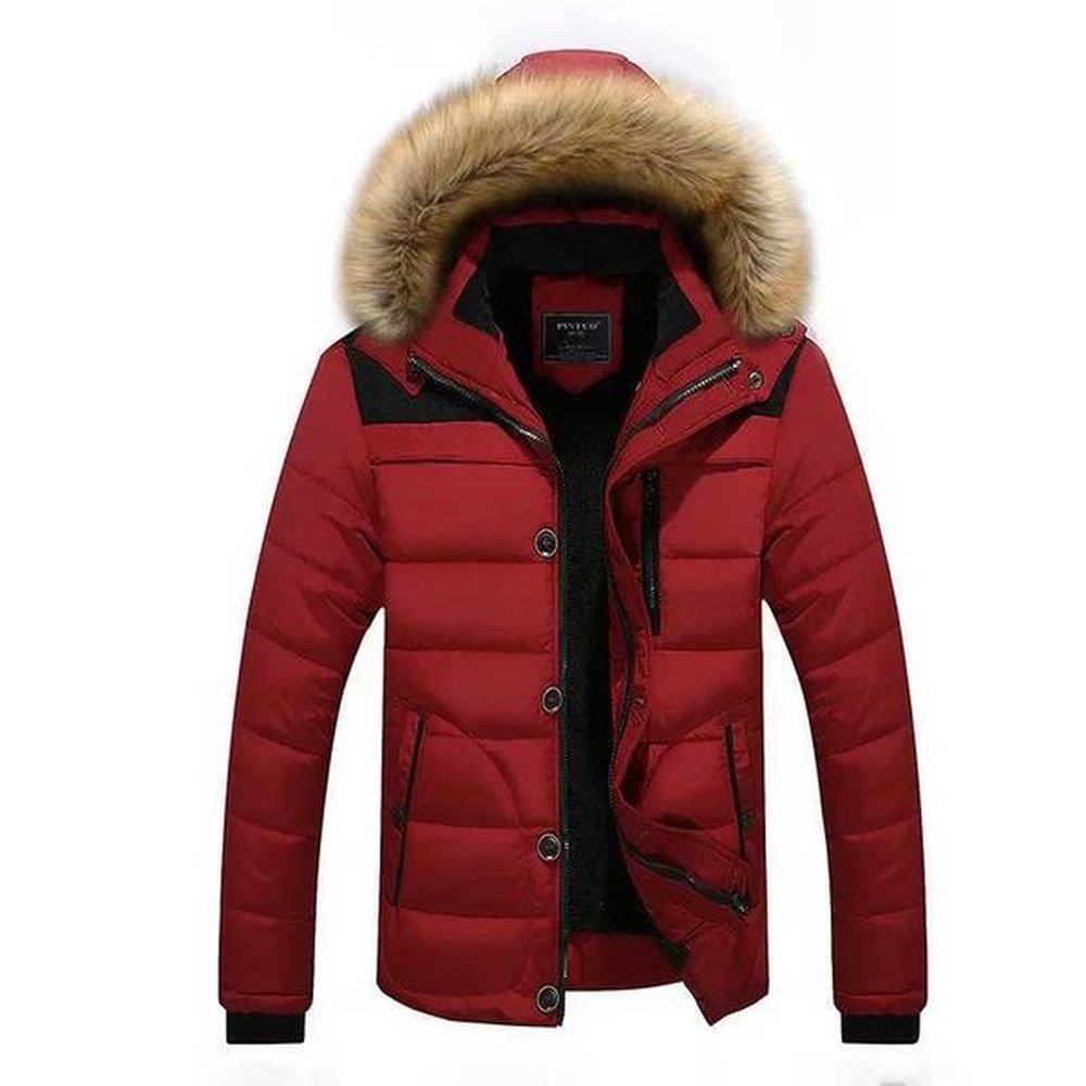 Men's Down Parkas New Men Hooded Fur Collar Winter Jackets Fleece Parkas Warm Coats Good Quality Male Slim Casual Down Jackets 6XL Mens