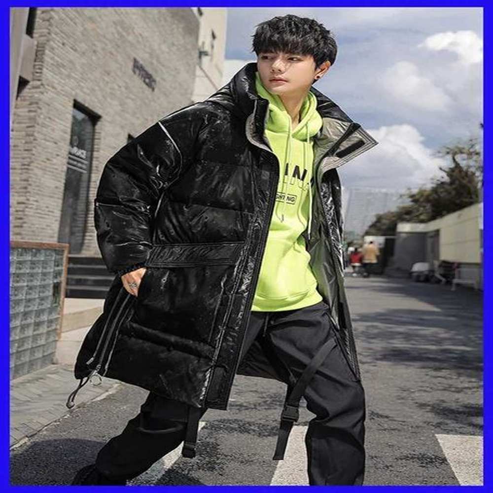 Men's Down Parkas New Youth Handsome Glossy Trendy Down Jacket Mens Long Type Thickened Parka Coat 90%White Duck Down Clothes H241007