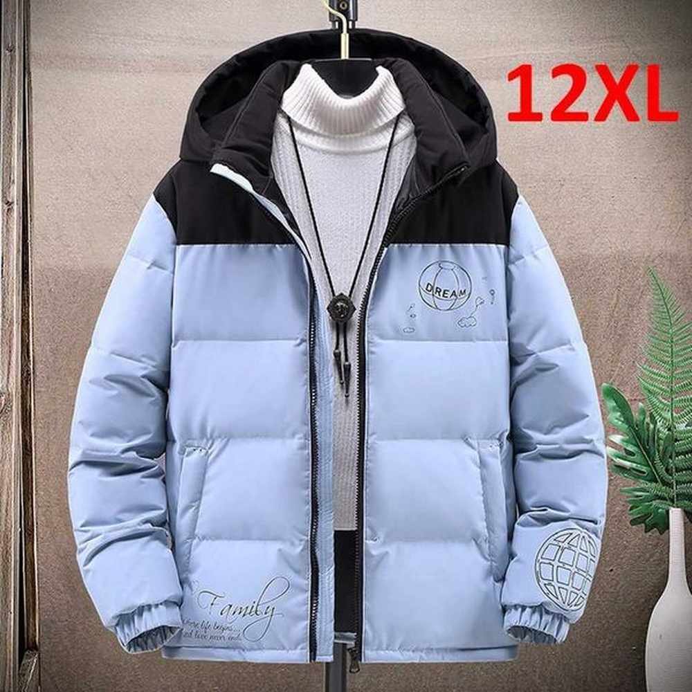 Men's Down Parkas Plus Size 10XL 12XL Down Jacket Mens Winter Inflatable Jacket Patch Work Fashion Casual Thick Jacket Coats Mens Large