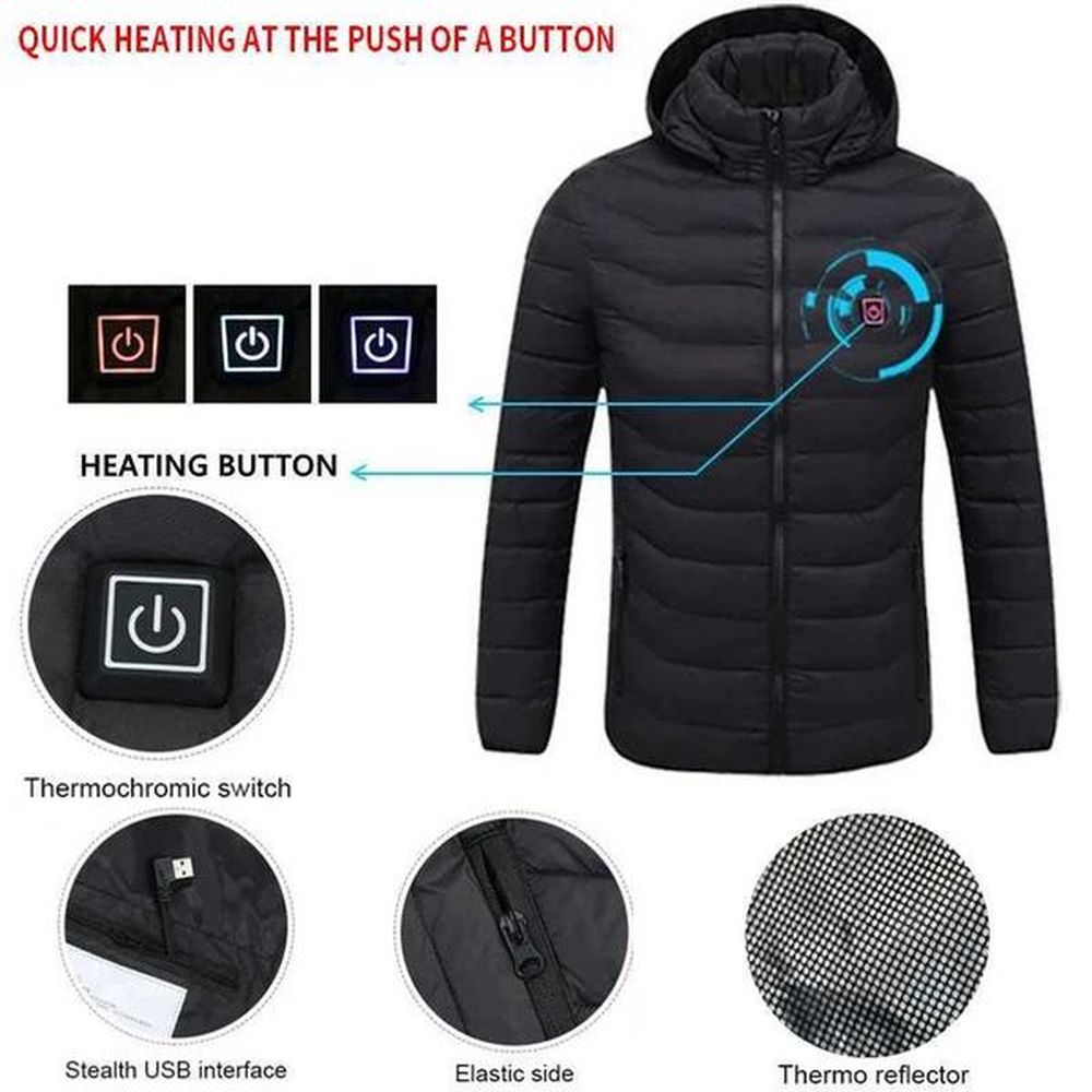 Men's Down Parkas USB charging hot jacket cotton hooded jacket electric hot jacket outdoor camping J241008