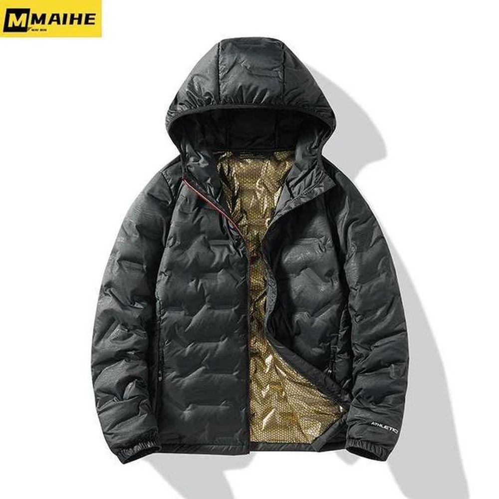 Men's Down Parkas Winter Warm Mens Down Jacket Korean Version Fashionable Windproof Warm Hooded Couple Jacket Portable Lightweight Jack