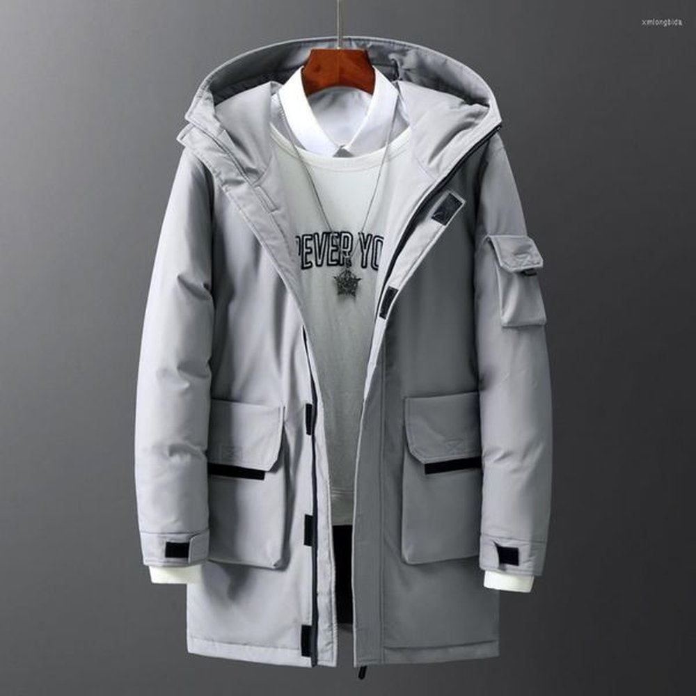 Men's Down Winter Jacket Long Coat Thick Hood Warm Clothing Style