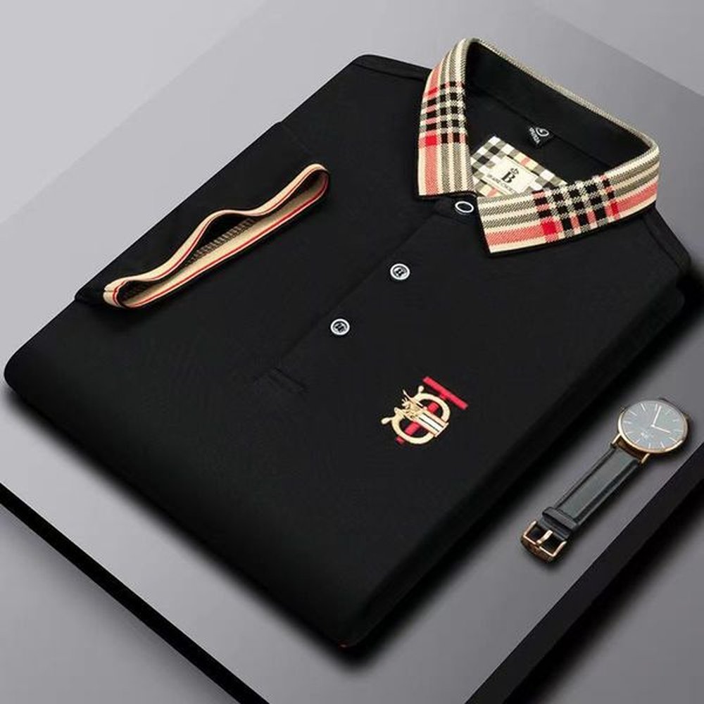Men's Embroidered Cotton Polo Shirt, Short Sleeve Summer Top, Korean Fashion 2188