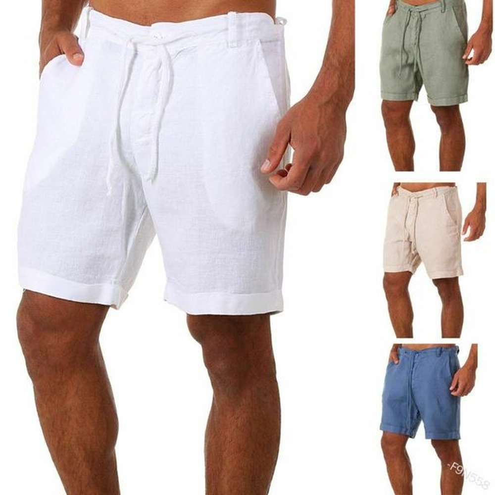 Men's En Cotton Casual Loose Drawstring Beach Shorts Summer Fashion Streetwear
