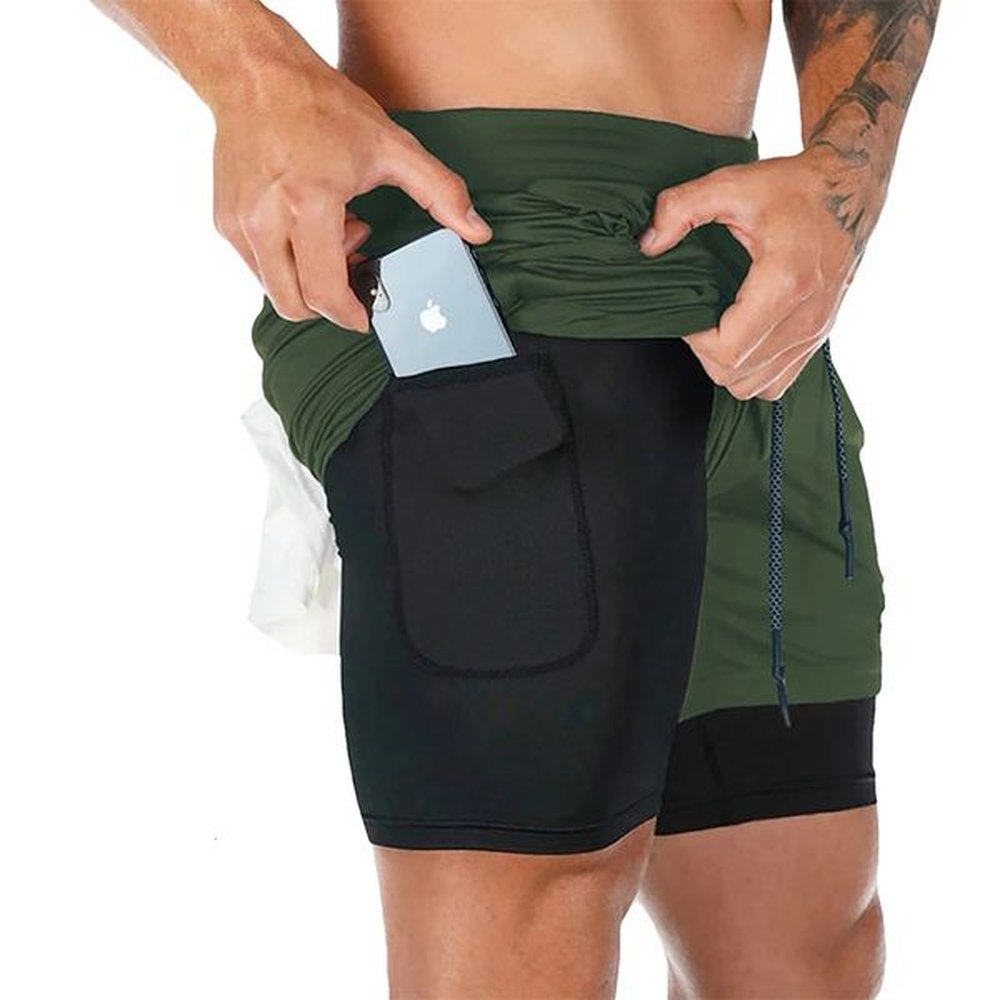 Mens fitness training shorts summer casual black 2-in-1 quick drying gym running shorts outdoor ultra-thin quarter pants 250109