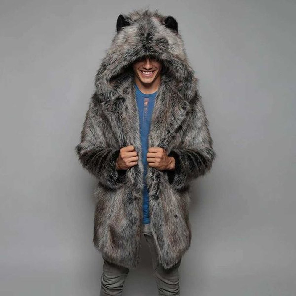 Men's Fur Faux Fur Winter Couple Men Faux Fur Coat 2021 Casual Women Hooded Fur Jacket Coat Bear Ear Warm Long Sve Jacket Overcoat H241