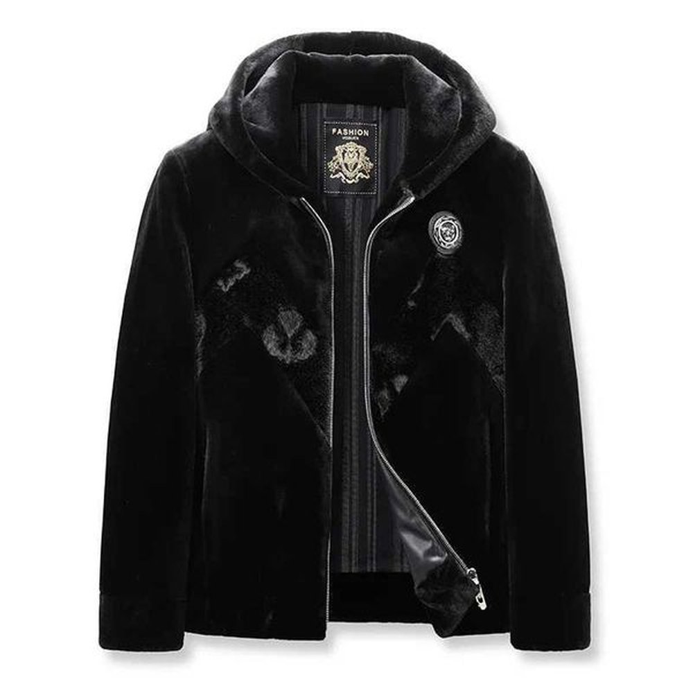 Men's Fur Faux Fur YEAE Golden mink winter fur coat mens lapel mink warm season fur coat hooded thick jacket Q240926