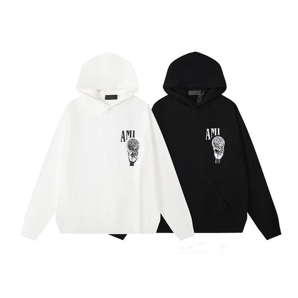 Men's Hoodie American Street Style Designer Sweater Fashion Letter Print Crystal Ball Graffiti Pullover Cap Less Black and White Hoodie