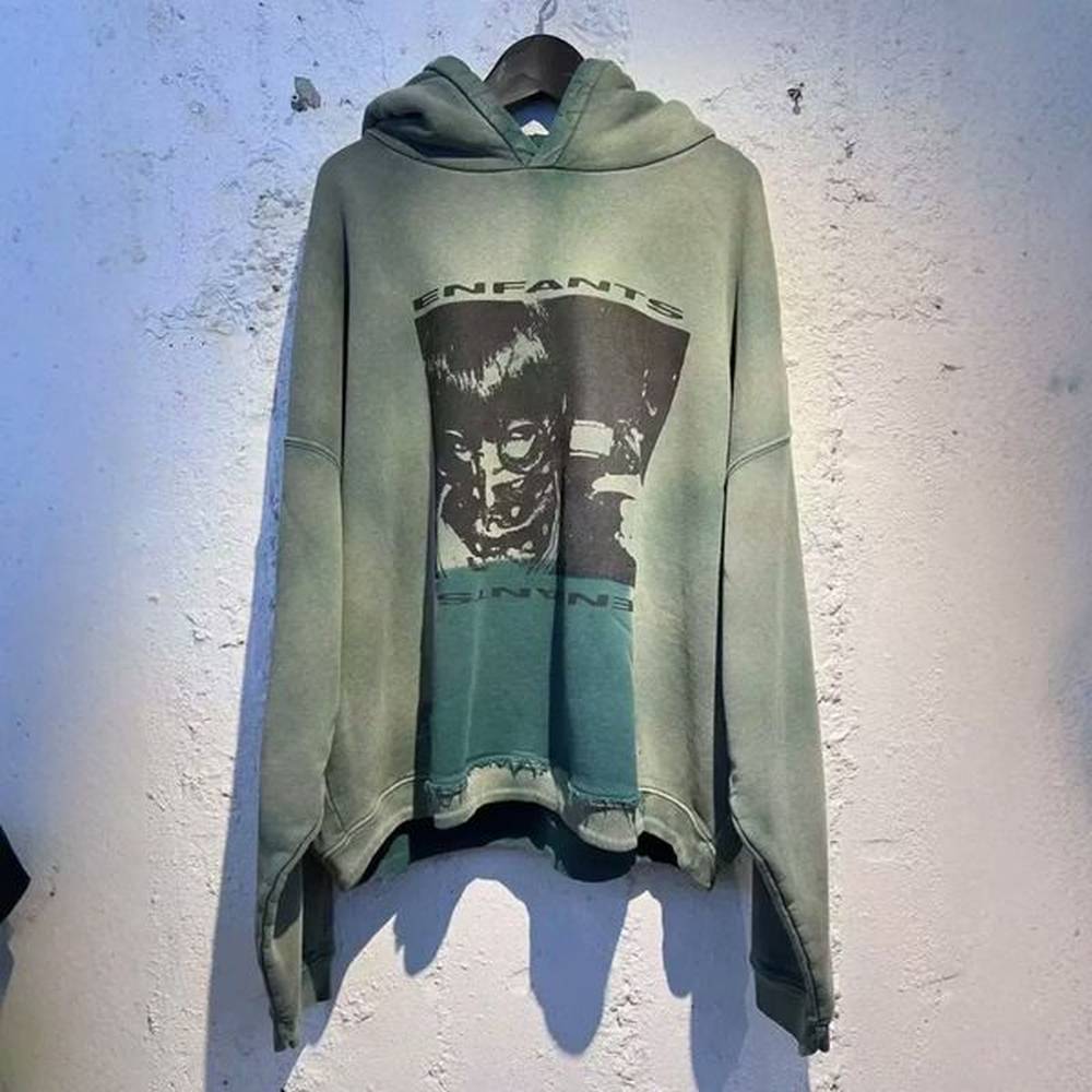 Men's Hoodie Vintage Green Hip Hop Print Fashion Loose Casual Sweatershirts