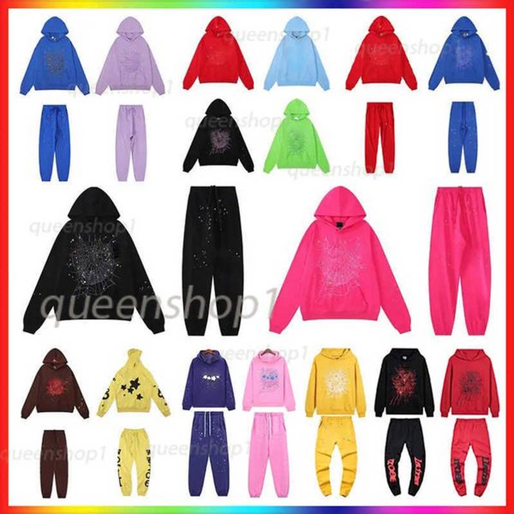 Mens Hoodies Sweatshirts 5A hoodie Mens Web Hoodie for men 24ss 555555 Sweatshirts Hoody Young Thug cobweb Women t shirt 555 pink grid spide